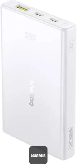 Baseus Acumulator extern PicoGo 10.000 mAh, 20W, Digital Display, 2x USB-C, 1x USB-A, Alb