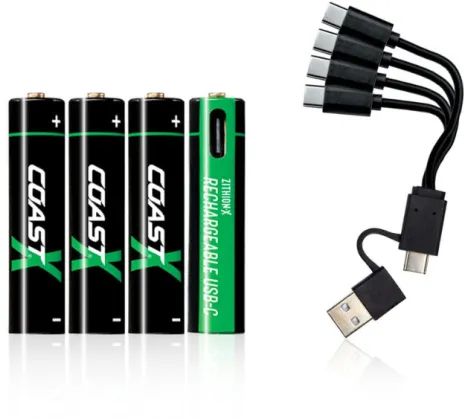 Set 4 baterii reincarcabile AAA Coast Zithion-X Li-Ion USB-C 1.5 V 3000 mAh