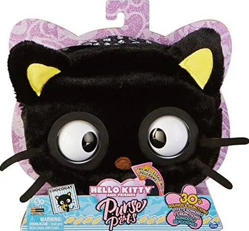 Geanta de plus interactiva Spin Master Purse Pets Chococat negru