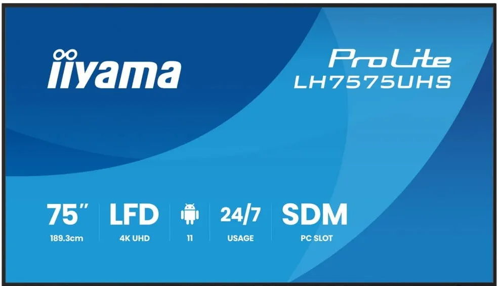 Display Profesional IIyama IIYAMA 189.3cm(75") LH7575UHS-B2AG 16:9 3xHDMI+DP+2xUSB (Speditionsversand)