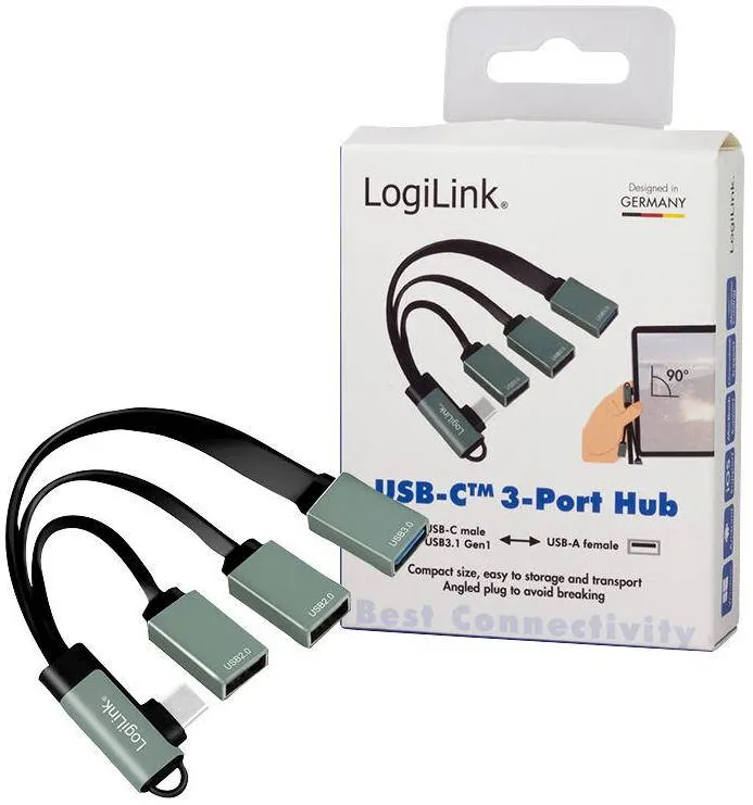 Hub USB Logilink 3-Port,2xUSB2.0AF + 1xUSB3.0AF