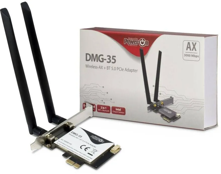 Inter-Tech Wi-Fi 6 + BT5.0 PCIe DMG-35 Antenne 3000Mb