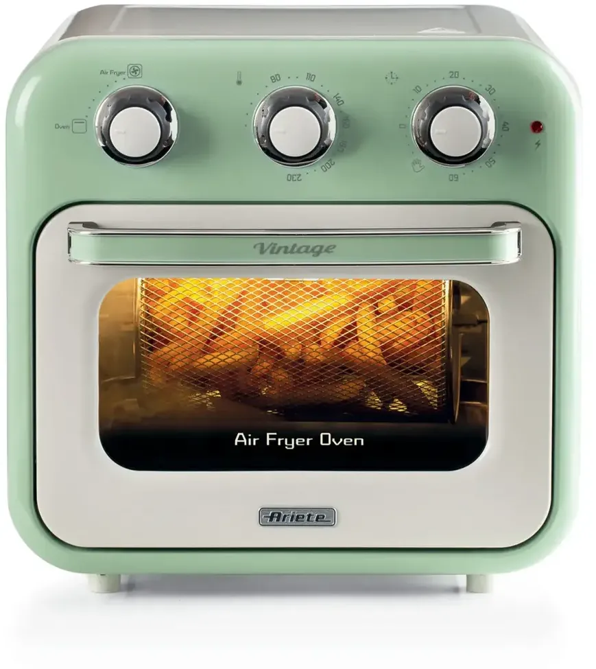 Friteuza cu aer cald si mini cuptor Ariete Vintage 3 in 1 16 litri alb verde deschis