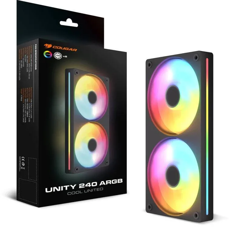 Cougar Ventilator PC Cougar Unity 240 Reverse ARGB negru 2x12cm PWM RGB