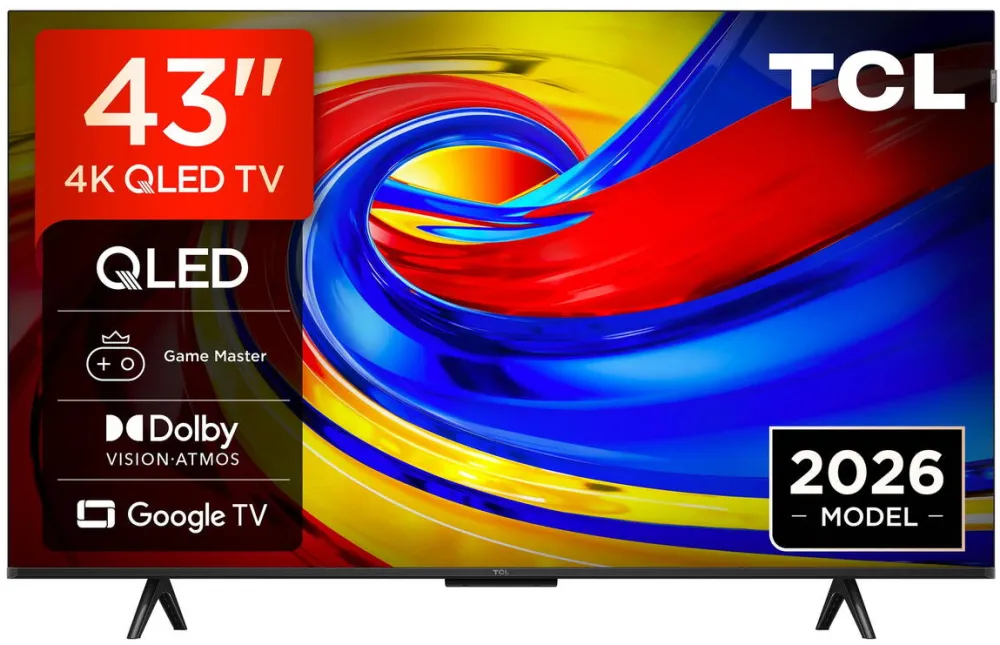 Televizor TCL QLED 43P7L, 108 cm, Smart Google TV, 4K Ultra HD, Clasa F (Model 2026)