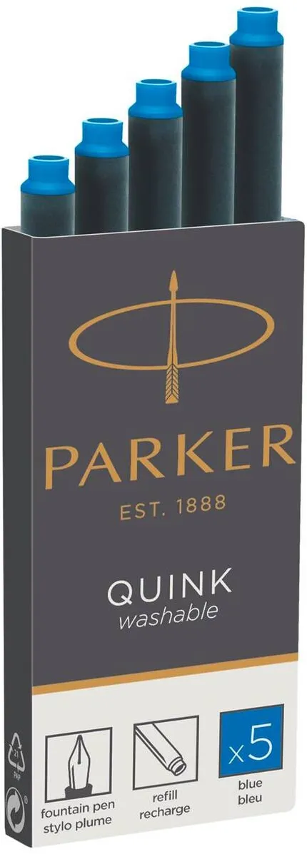 Parker 1x5ink cartridge Quink Blue washable