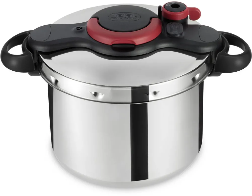 TEFAL Oala sub presiune ClipsoMinut Easy P4624966, capacitate 9L, inductie, inox, indicator de presiune, 5 puncte de securitate, sistem Arch de inchidere - deschidere, argintiu