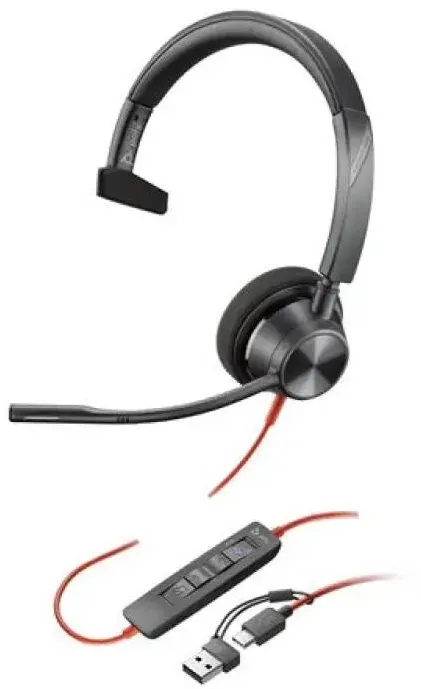 Casti Over-Head Poly Casti PC Poly Blackwire 3310, Negru, USB-C
