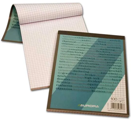 Aurora Blocnotes capsat, A5, 100 file - 60g/mp, microperforatii, Aurora Office - matematica