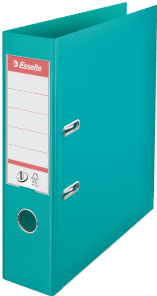 Esselte Biblioraft A4, plastifiat PP/PP, margine metalica, 75 mm, Esselte No. 1 Power - turcoaz