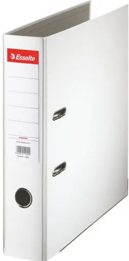 Esselte Biblioraft A4, plastifiat PP, margine metalica, 75 mm, Esselte Economy - alb