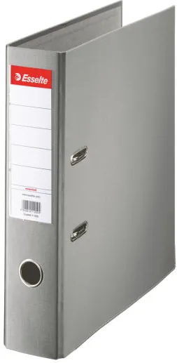 Esselte Biblioraft A4, plastifiat PP, margine metalica, 75 mm, Esselte Economy - gri