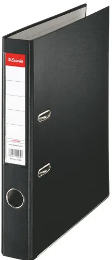 Esselte Biblioraft A4, plastifiat PP, margine metalica, 50 mm, Esselte Economy - negru