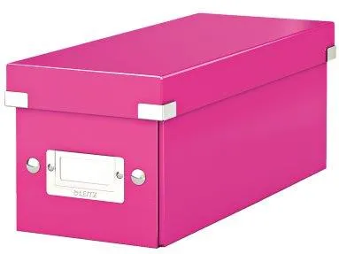 Leitz Cutie pentru 30/60 CD-uri cu carcasa Jewel/Slim, Leitz Click Store, carton laminat - roz