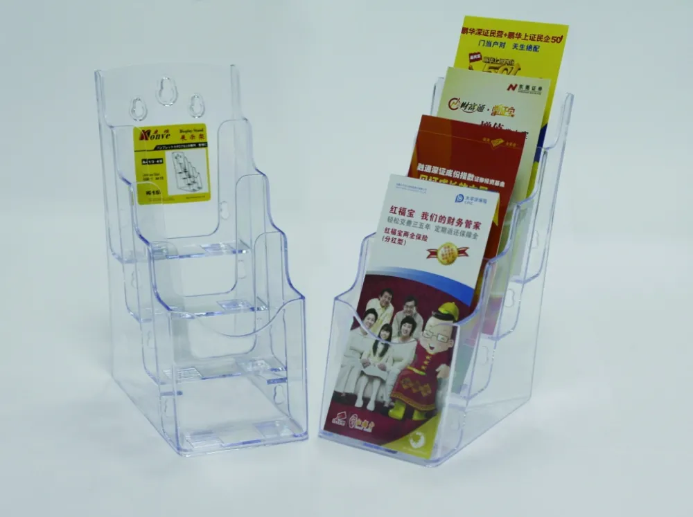 Kejea Display plastic pentru brosuri, de birou/perete, 4 x 1/3A4, KEJEA - transparent