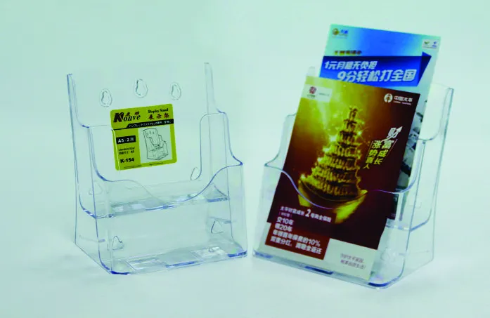 Kejea Display plastic pentru brosuri, de birou/perete, 2 x A5, KEJEA - transparent