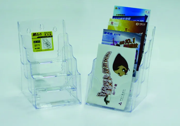 Kejea Display plastic pentru brosuri, de birou/perete, 4 x A5, KEJEA - transparent