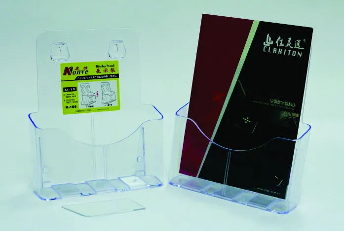 Kejea Display plastic pentru brosuri, de birou/perete, 1 x A4-portrait, KEJEA - transparent