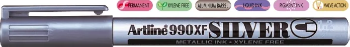 Artline Marker cu vopsea Artline 990XF, corp metalic, varf rotund 1.2mm - argintiu