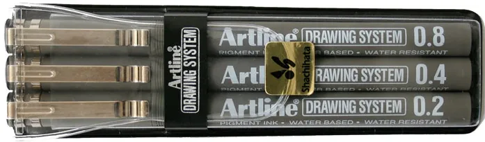 Artline Marker pentru desen tehnic ARTLINE, varf fetru (0.2/0.4/0.8mm), 3 buc/set - negru
