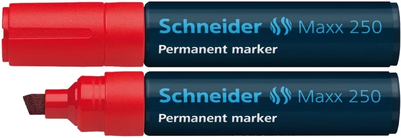 Schneider Permanent marker Schneider Maxx 250, varf tesit 2+7mm - rosu