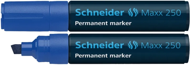 Schneider Permanent marker Schneider Maxx 250, varf tesit 2+7mm - albastru