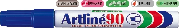 Artline Permanent marker Artline 90, corp metalic, varf tesit 2.0-5.0mm - albastru