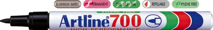 Artline Permanent marker Artline 700, corp metalic, varf rotund 0.7mm - negru
