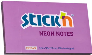 Hopax Notes autoadeziv 76 x 127 mm, 100 file, Stick'n - mov neon