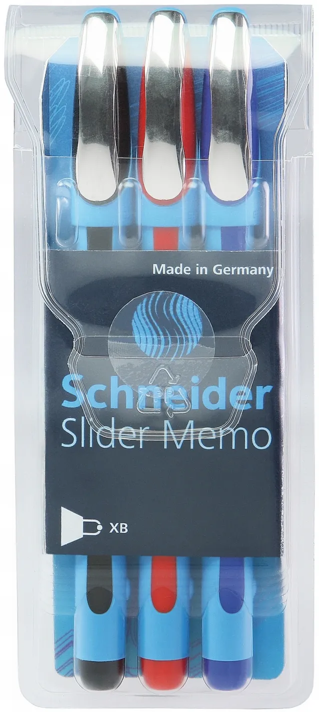 Schneider Pix Schneider Slider Memo XB, rubber grip, accesorii metalice, 3 culori/set - (N, R, A)