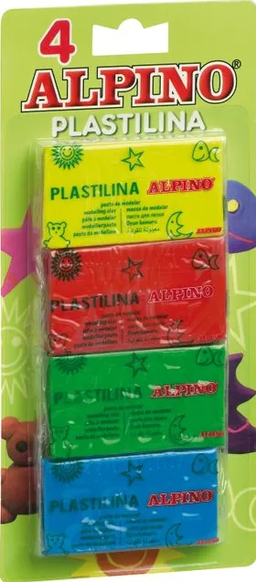 Alpino Plastelina standard, 4 culori x 50 grame/blister, Alpino