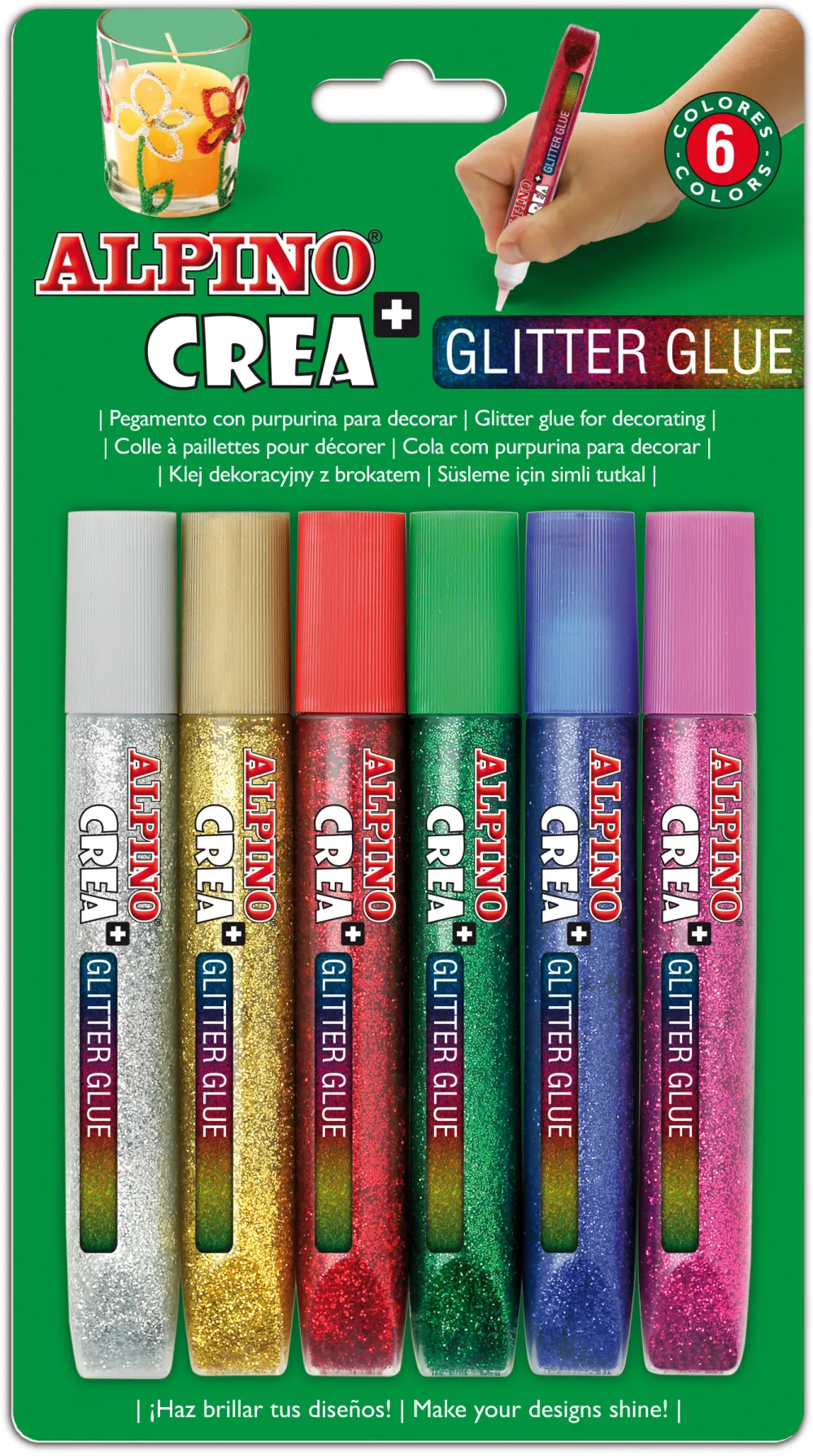 Alpino Lipici Glitter Classic, 6 buc/blister, Alpino Crea
