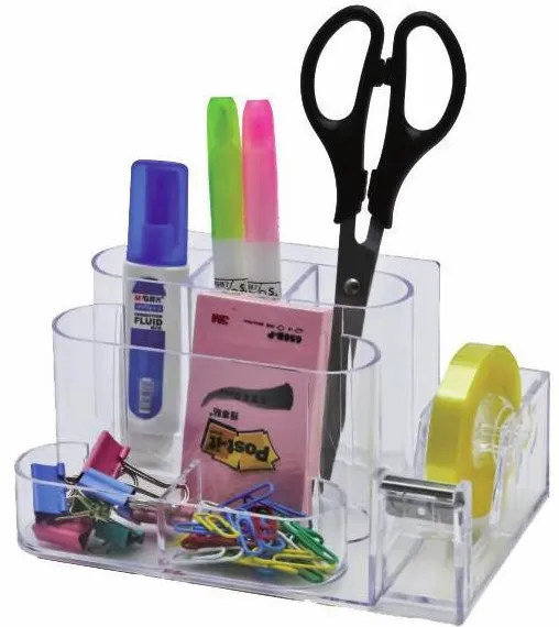 Kejea Suport plastic pentru accesorii de birou, 7 compartimente, 168 x 78mm, KEJEA - transparent