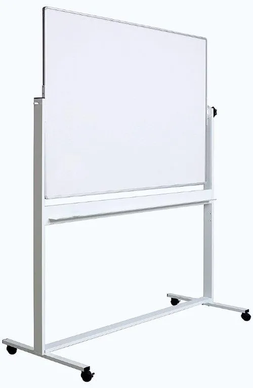 Optima Tabla alba magnetica, dubla fata, rotativa, 100 x 200 cm, pe stand mobil, profil aluminiu, Optima