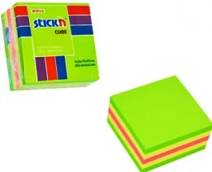 Hopax Cub notes autoadeziv 51 x 51 mm, 250 file, Stick"n - neon/pastel asortate