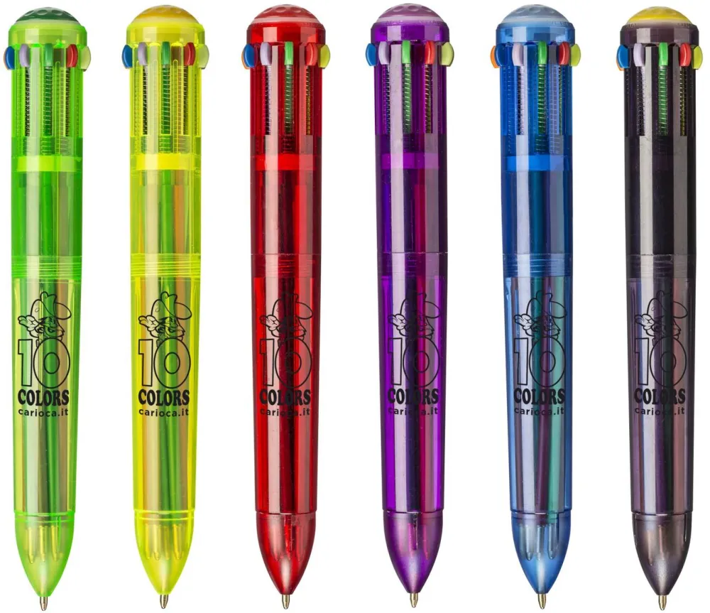Carioca Pix cu 10 culori fluorescente, corp transparent color, CARIOCA
