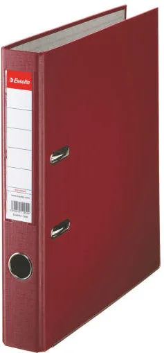 Esselte Biblioraft A4, plastifiat PP, margine metalica, 50 mm, ESSELTE Economy - visiniu