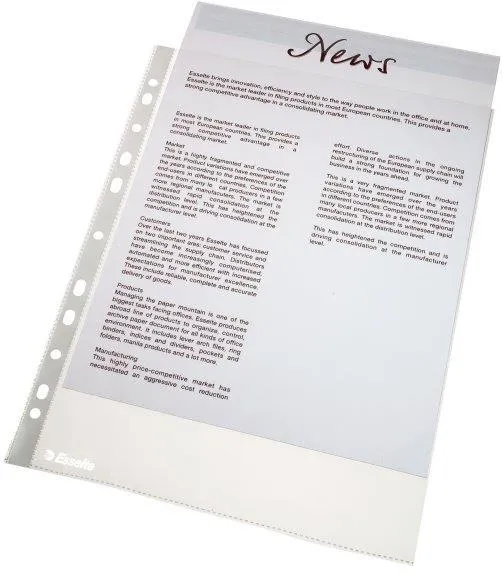 Esselte Folie protectie pentru documente,  46 microni, 100folii/set, ESSELTE - transparent