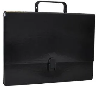 Office Products Servieta din carton laminat, A4/5cm, cu inchidere si maner, Office Products - negru