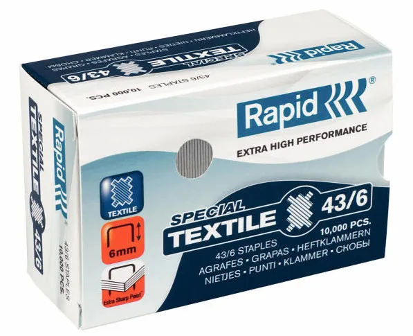 Rapid Capse RAPID 43/6G textile, 10000 buc/cutie - pentru capsator RAPID Classic K1 Textile