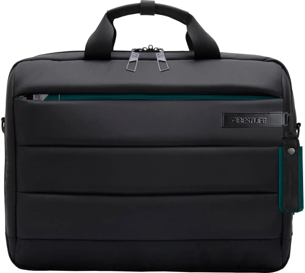 BestLife Geanta CPlus, 33x41x9cm, compartiment tableta si laptop 15.6 inch, negru/gri petrol