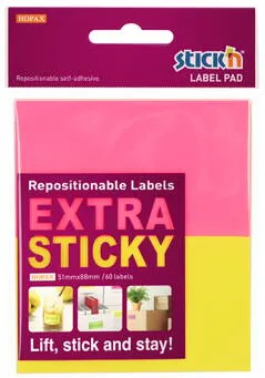 Hopax Etichete autoadezive 51 x 88 mm, 2 x 30 etichete/set Stick"n Extra sticky label - neon asortate