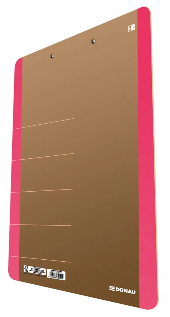 DONAU Clipboard dublu A4, carton 900gsm, colturi rotunjite, DONAU Life - margine roz