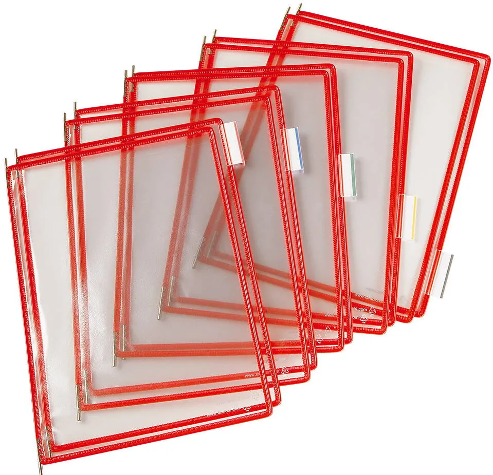 Djois Buzunare prezentare pentru display, A4, (10 buc/set), rama metalica, DJOIS - rosu