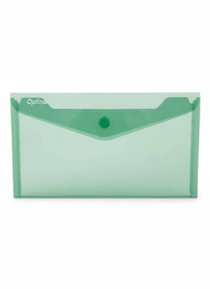 Optima - prod din plastic Mapa PP protectie documente DL landscape, inchidere cu capsa, 10/set, Optima - verde transparent