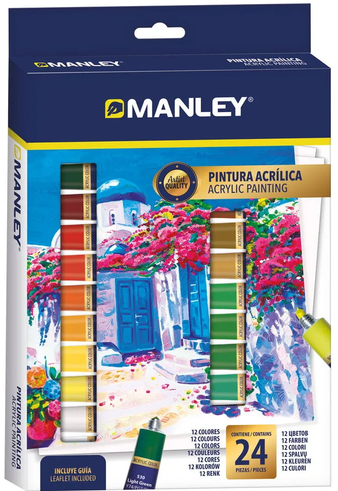 Manley Set tempera acrilica Manley, 12 ml - 24 culori/set