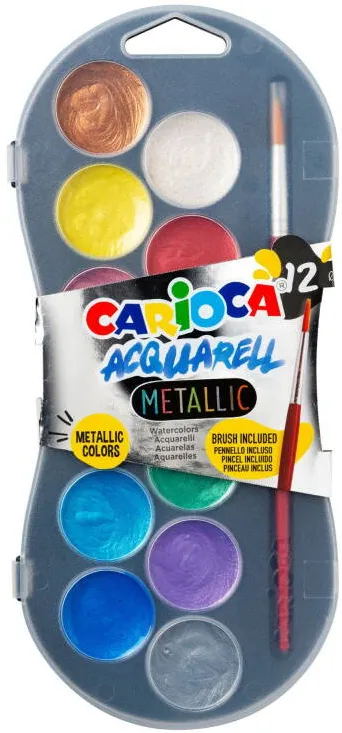 Carioca Acuarele lavabile, 12 culori/cutie, CARIOCA Metallic