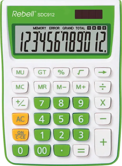 Rebell Calculator de birou, 12 digits, 145 x 104 x 26 mm, Rebell SDC 912 - alb/verde