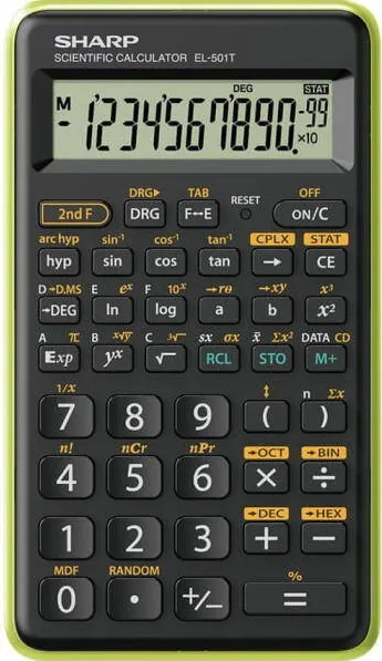 Sharp Calculators Calculator stiintific, 10 digits, 131 functii, 144x75x10mm, SHARP EL-501TBGR - negru/verde