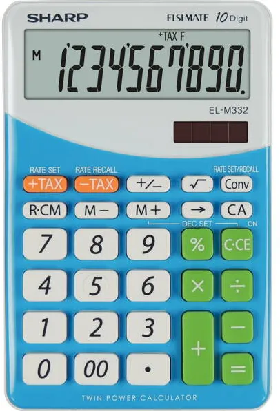 Sharp Calculators Calculator de birou, 10 digits, 149 x 100 x 27 mm, dual power, SHARP EL-M332BBL - gri/bleu